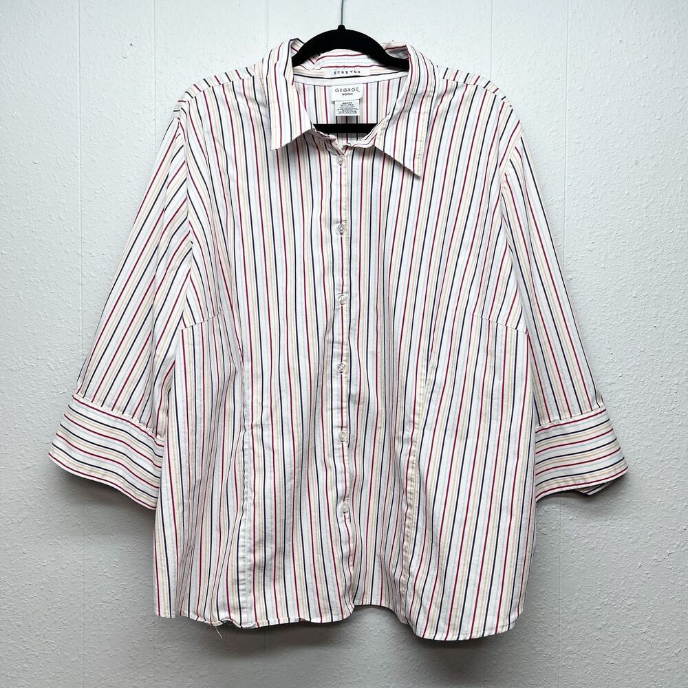 George Womens Shirt 26/28W Cotton Stretch Business Workwear Office Career Dressy